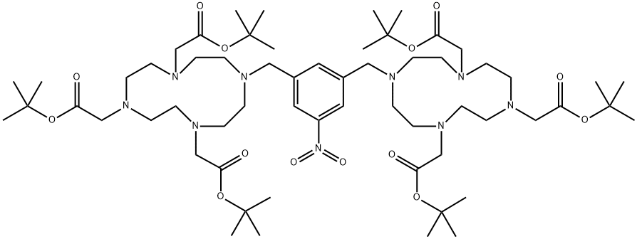 1175002-75-1 1,1',4,4',7,7'-六(1,1-二甲基乙基)10,10'-[(5-硝基 -1,3-苯基)双(亚甲基)]双[1,4,7,10-四氮杂环十二烷 -1,4,7-三乙酸酯