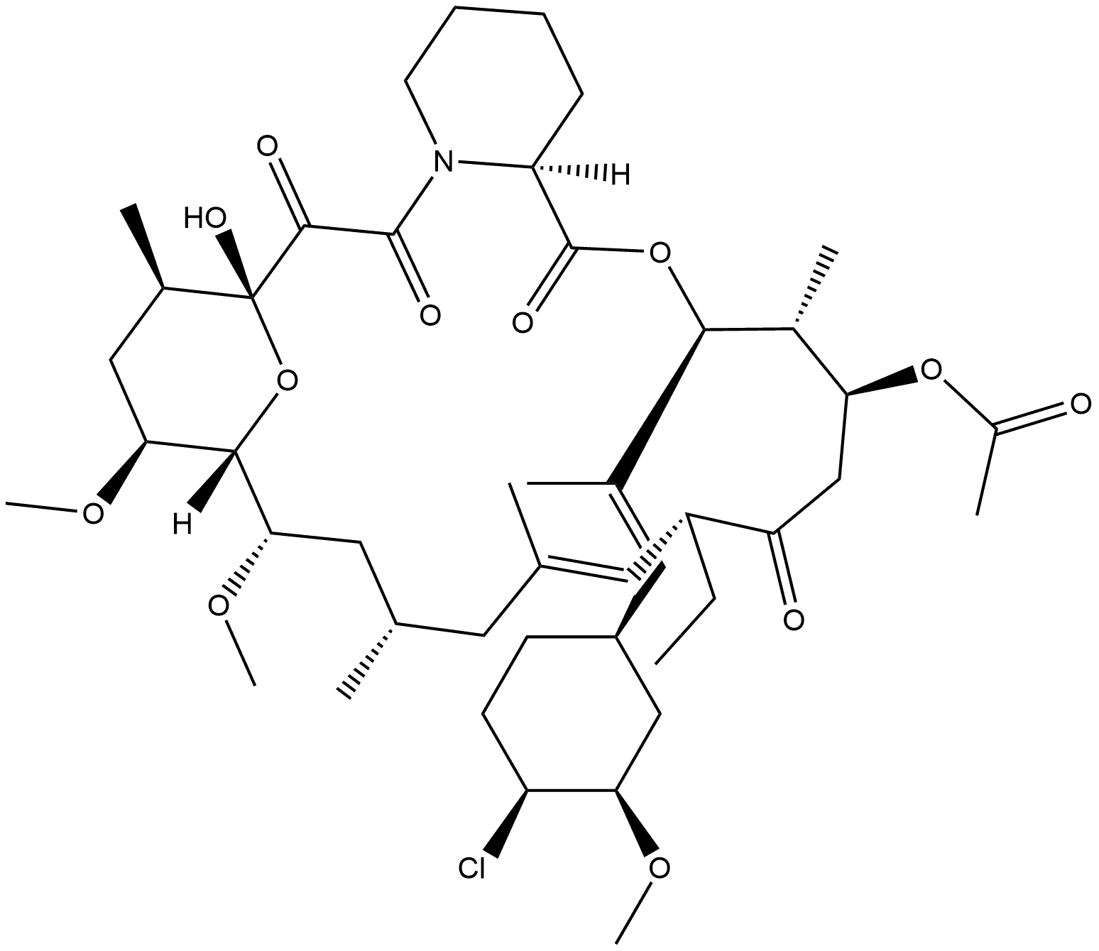 15,19-Epoxy-3H-pyrido[2,1-c][1,4]oxaazacyclotricosine-1,7,20,21(4H,23H)-tetrone, 5-(acetyloxy)-3-[(1E)-2-[(1R,3R,4S)-4-chloro-3-methoxycyclohexyl]-1-methylethenyl]-8-ethyl-5,6,8,11,12,13,14,15,16,17,18,19,24,25,26,26a-hexadecahydro-19-hydroxy-14,16-dimethoxy-4,10,12,18-tetramethyl-, (3S,4R,5S,8R,9E,... Structure