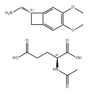 Salt of N-acetyl-L-glutamic acid and 1-[(7S)-3,4-dimethoxybicyclo[4.2.0]octa-1,3,5-trien-7-yl]methanamine (1:1), monohydrate Structure