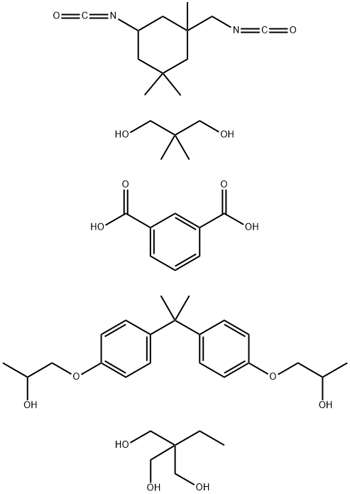 1,3-Benzenedicarboxylic acid, polymer with 2,2-dimethyl-1,3-propanediol, 2-ethyl-2-(hydroxymethyl)-1,3-propanediol, 5-isocyanato-1-(isocyanatomethyl) -1,3,3-trimethylcyclohexane and 1,1'-[(1-methylethylidene) bis(4,1-phenyleneoxy)]bis[2-propanol] Structure