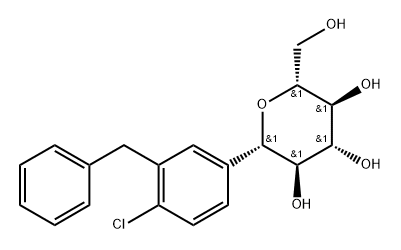 D-Glucitol, 1,5-anhydro-1-C-[4-chloro-3-(phenylmethyl)phenyl]-, (1S)- 化学構造式