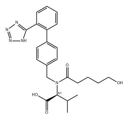 N-((2''-(1H-Tetrazol-5-yl)-[1,1''-biphenyl]-4-yl)methyl)-N-(5-hydroxypentanoyl)-L-valine Struktur