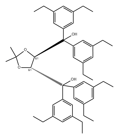 ((4R,5R)-2,2-二甲基-1,3-二氧戊环-4,5-二酰基)双(双(3,5-二乙基苯基)甲醇) 结构式