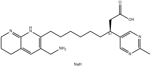 (βS)-3-(AMinoMethyl)-5,6,7,8-tetrahydro-β-(2-Methyl-5-pyriMidinyl)-1,8-naphthyridine-2-nonanoic Acid SodiuM Salt, 1187593-80-1, 结构式