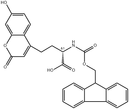 FMoc-(7-hydroxycouMarin-4-yl)-ethyl-Gly-OH, FMoc-(uMbellifer-4-yl)-ethyl-Gly-OH 结构式