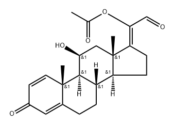 (11β,17Z)-20-(Acetyloxy)-11-hydroxy-3-oxopregna-1,4,17(20)-trien-21-al,118866-09-4,结构式