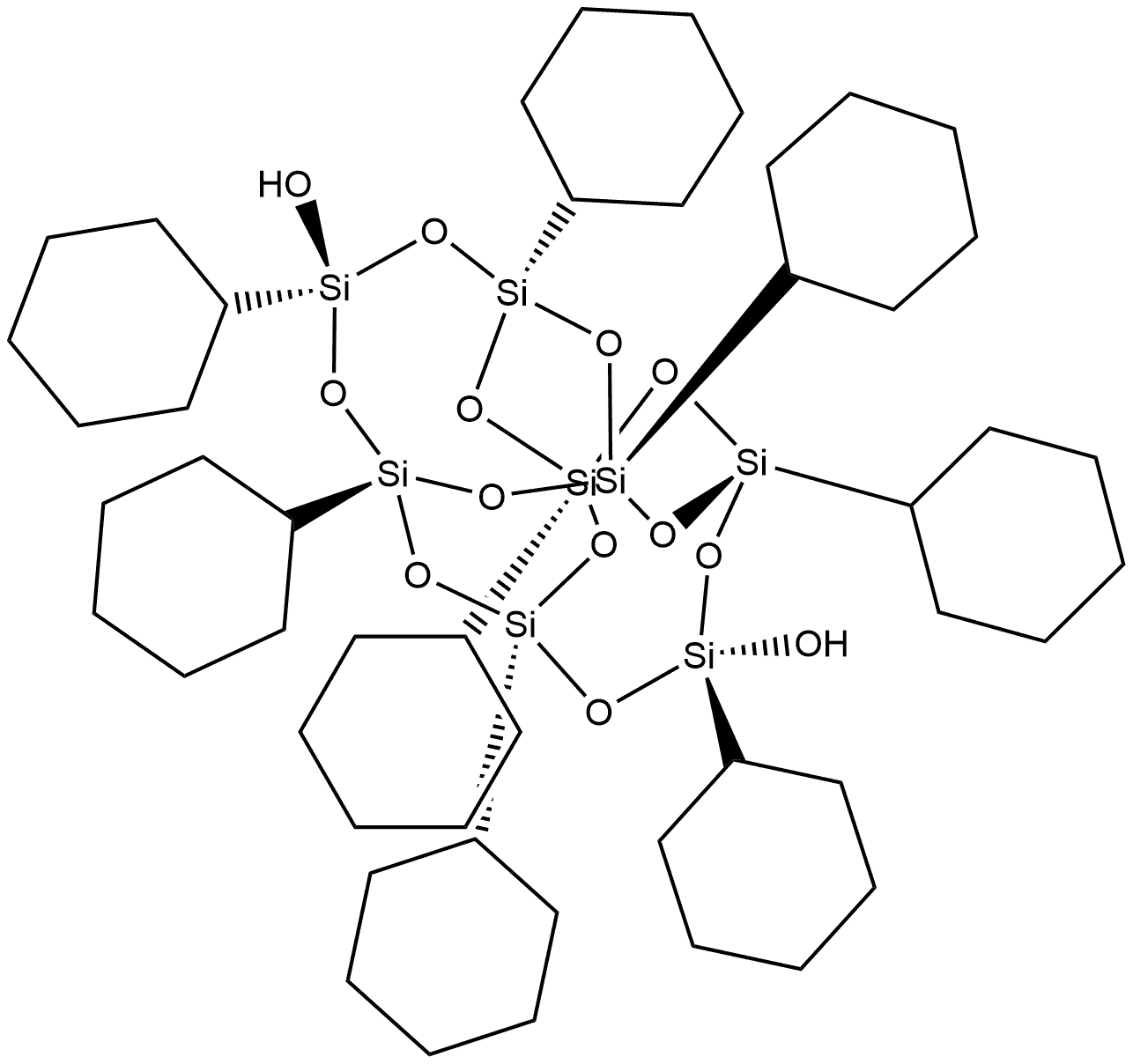 rel-(1R,3S,5R,7S,9R,11S,13R,15S)-1,3,5,7,9,11,13,15-Octacyclohexyltetracyclo[7.7.1.13,13.15,11]octasiloxane-7,15-diol,118868-45-4,结构式