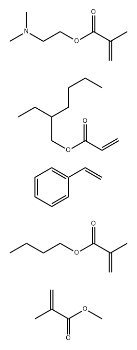2-Propenoic acid, 2-methyl-, butyl ester, polymer with 2-(dimethylamino)ethyl 2-methyl-2-propenoate, ethenylbenzene, 2-ethylhexyl 2-propenoate and methyl 2-methyl-2-propenoate Structure