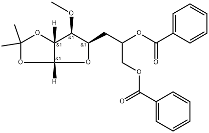 α-D-xylo-Heptofuranose, 5-deoxy-3-O-methyl-1,2-O-(1-methylethylidene)-, 6,7-dibenzoate, (6ξ)-,1191256-01-5,结构式