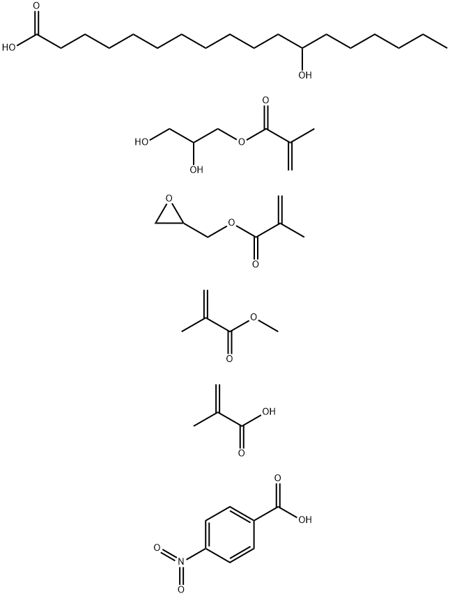 Octadecanoic acid, 12-hydroxy-, homopolymer, 2-hydroxy-3-[(2-methyl-1-oxo-2-propenyl)oxy]propyl ester, polymer with methyl 2-methyl-2-propenoate and oxiranylmethyl 2-methyl-2-propenoate, 2-methyl-2-propenoate 4-nitrobenzoate 化学構造式