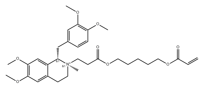 Isoquinolinium, 1-[(3,4-dimethoxyphenyl)methyl]-1,2,3,4-tetrahydro-6,7-dimethoxy-2-methyl-2-[3-oxo-3-[[5-[(1-oxo-2-propenyl)oxy]pentyl]oxy]propyl]-, trans- (9CI) Structure