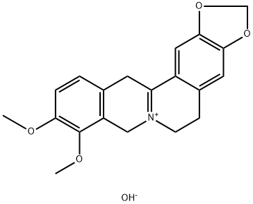 Benzo[g]-1,3-benzodioxolo[5,6-a]quinolizinium, 5,6,8,13-tetrahydro-9,10-dimethoxy-, hydroxide (9CI) 化学構造式