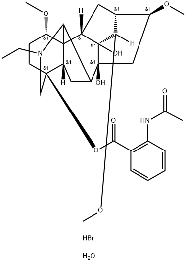 Aconitane-4,8,9-triol, 20-ethyl-1,14,16-trimethoxy-, 4-[2-(acetylamino)benzoate], hydrobromide, hydrate (1:1:1), (1α,14α,16β)- Structure