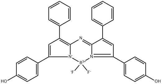 Boron, difluoro[4-[5-[[5-(4-hydroxyphenyl)-3-phenyl-2H-pyrrol-2-ylidene-κN]amino]-4-phenyl-1H-pyrrol-5-yl-κN]phenolato]-, (T-4)-,1195110-34-9,结构式