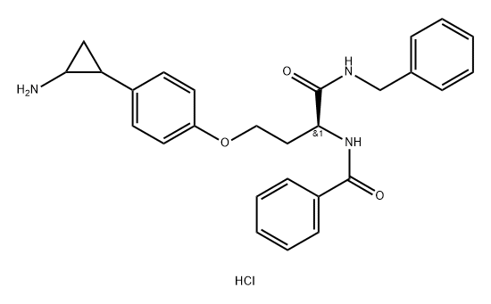 BenzaMide, N-[(1S)-3-[4-(2-aMinocyclopropyl)phenoxy]-1-[[(phenylMethyl)aMino]carbonyl]propyl]-, hydrochloride (1:1),1196053-11-8,结构式