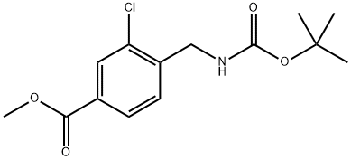 4-(叔丁氧羰基)氨基)甲基)-3-氯苯甲酸甲酯 结构式