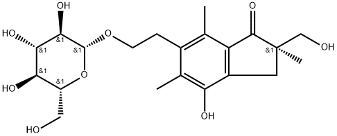 1H-Inden-1-one, 6-[2-(β-D-glucopyranosyloxy)ethyl]-2,3-dihydro-4-hydroxy-2-(hydroxymethyl)-2,5,7-trimethyl-, (R)- (9CI)|2(R)-ONITISIN-14-O-Β-D-GLUCOSIDE