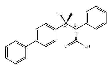 beta-Hydroxy-beta-methyl-alpha-phenyl-(1,1'-biphenyl)-4-propanoic acid, (R',S')-(-)- 结构式