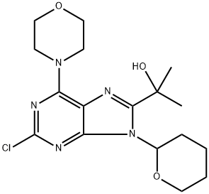 9H-Purine-8-methanol, 2-chloro-α,α-dimethyl-6-(4-morpholinyl)-9-(tetrahydro-2H-pyran-2-yl)- Structure