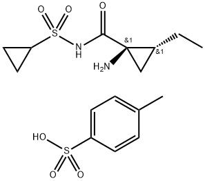CyclopropanecarboxaMide, 1-aMino-N-(cyclopropylsulfonyl)-2-ethyl-, (1R,2R)-, 4-Methylbenzenesulfonate (1:1) 化学構造式