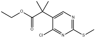 5-Pyrimidineacetic acid, 4-chloro-α,α-dimethyl-2-(methylthio)-, ethyl ester 化学構造式