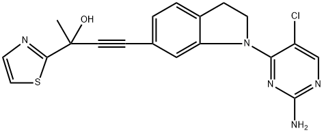 4-(1-(2-氨基-5-氯嘧啶-4-基)-2-(噻唑-2-基)-3-丁炔-2-醇 结构式