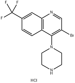 3-Bromo-4-(piperazin-1-yl)-7-(trifluoromethyl)quinoline hydrochloride 结构式