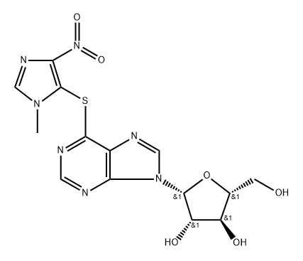 9H-Purine, 9-β-D-arabinofuranosyl-6-[(1-methyl-4-nitro-1H-imidazol-5-yl)thio]- 化学構造式