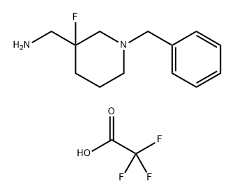3-Piperidinemethanamine, 3-fluoro-1-(phenylmethyl)-, 2,2,2-trifluoroacetate (1:1) 化学構造式