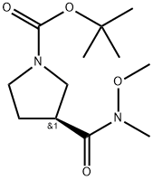1-Pyrrolidinecarboxylic acid, 3-[(methoxymethylamino)carbonyl]-, 1,1-dimethylethyl ester, (3S)- Structure