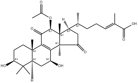 Lanosta-8,24-dien-26-oic acid, 12-(acetyloxy)-3,7-dihydroxy-11,15-dioxo-, (3β,7β,12β,24E)- Struktur