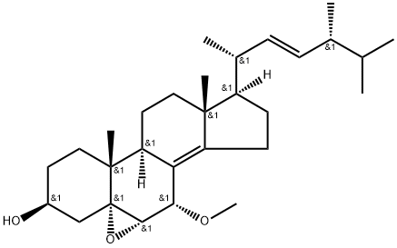 Ergosta-8(14),22-dien-3-ol, 5,6-epoxy-7-methoxy-, (3β,5α,6α,7α,22E)- Structure