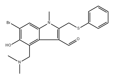 6-Bromo-4-((dimethylamino)methyl)-5-hydroxy-1-methyl-2-((phenylthio)methyl)-1H-indole-3-carbaldehyde Structure