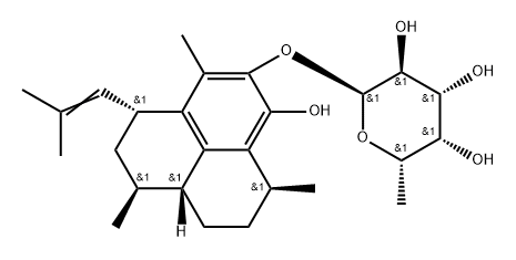 α-L-Galactopyranoside, (1S,3R,7S,9aR)-2,3,7,8,9,9a-hexahydro-6-hydroxy-1,4,7-trimethyl-3-(2-methyl-1-propen-1-yl)-1H-phenalen-5-yl 6-deoxy-|化合物 T34177