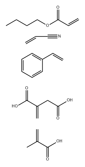 Butanedioic acid, methylene-, polymer with butyl 2-propenoate, ethenylbenzene, 2-methyl-2-propenoic acid and 2-propenenitrile Structure