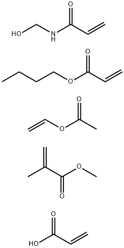 2-Propenoic acid, 2-methyl-, methyl ester, polymer with butyl 2-propenoate, ethenyl acetate, N-(hydroxymethyl)-2-propenamide and 2-propenoic acid Structure