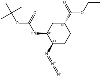 Cyclohexanecarboxylic acid, 4-azido-3-[[(1,1-dimethylethoxy)carbonyl]amino]-, ethyl ester, (1R,3S,4R)- Structure