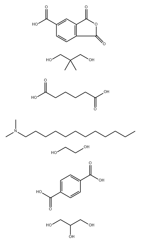 1,4-Benzenedicarboxylic acid, polymer with 1,3-dihydro-1,3-dioxo-5-isobenzofurancarboxylic acid, N,N-dimethyl-1-dodecanamine, 2,2-dimethyl-1,3-propanediol, 1,2-ethanediol, hexanedioic acid and 1,2,3-propanetriol 结构式