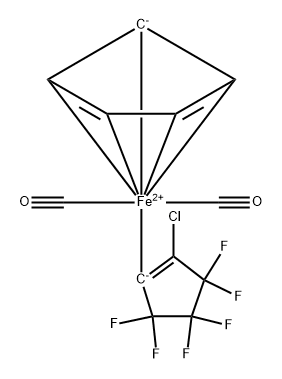Iron, dicarbonyl(2-chloro-3,3,4,4,5,5-hexafluoro-1-cyclopenten-1-yl)-p i-cyclopentadienyl- 结构式