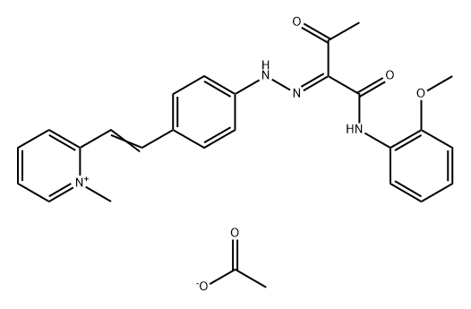 N-Methyl-2-styril-[4′-aminomethin(1-acetyl-1-(2-methoxyphenyl)acetamido)]pyridine acetate Struktur