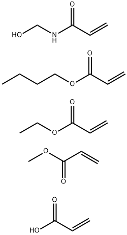 2-Propenoic acid, polymer with butyl 2-propenoate, ethyl 2-propenoate, N-(hydroxymethyl)-2-propenamide and methyl 2-propenoate 结构式