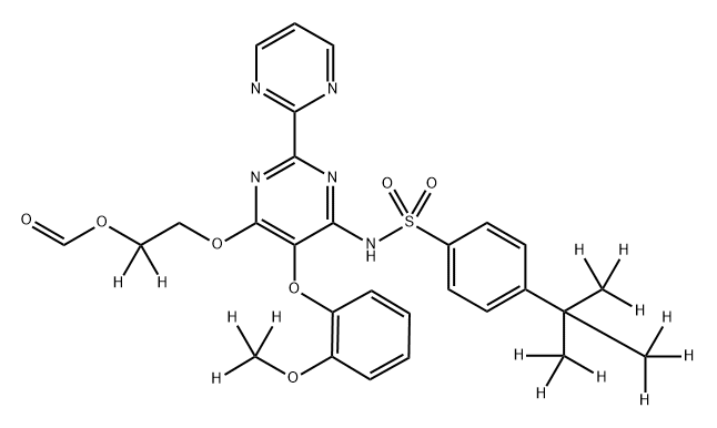 Benzenesulfonamide, 4-[1,1-di(methyl-d3)ethyl-2,2,2-d3]-N-[6-[2-(formyloxy)ethoxy-2,2-d2]-5-[2-(methoxy-d3)phenoxy][2,2'-bipyrimidin]-4-yl]- Structure