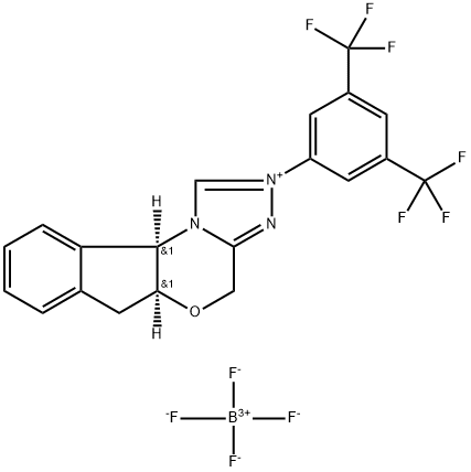 (5AS,10BR)-2-(3,5-双(三氟甲基)苯基)-4,5A,6,10B-四氢茚并[2,1-B][1,2,4]三唑并[4,3-D][1,4]恶嗪-2-鎓四氟硼酸盐,1214711-40-6,结构式