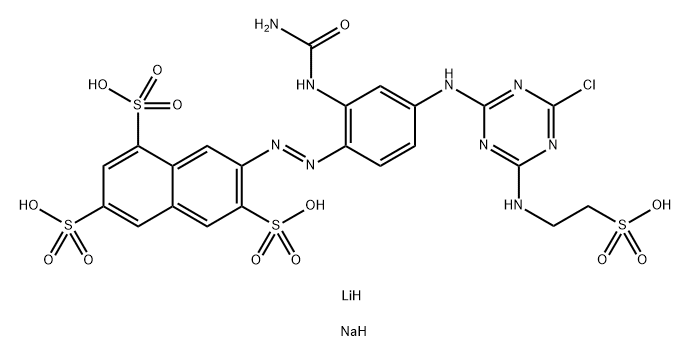 Lithium and sodium salt of 7-[4-[4-chloro-6- (2-sulfoethylamino)-1,3,5-triazine-2-ylamino]-2-ureidophenylazo]-1,3,6-naphthalene-trisulfonic acid Structure