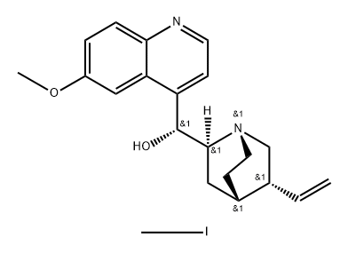 Cinchonanium,9-hydroxy-6'-methoxy-1(or 1')-methyl-, iodide, monohydrate, (9S)- (9CI) 化学構造式