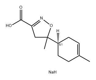 5-甲基-5-((R)-4-甲基环己-3-烯-1-基)-4,5-二氢异噁唑-3-羧酸酯钠 结构式