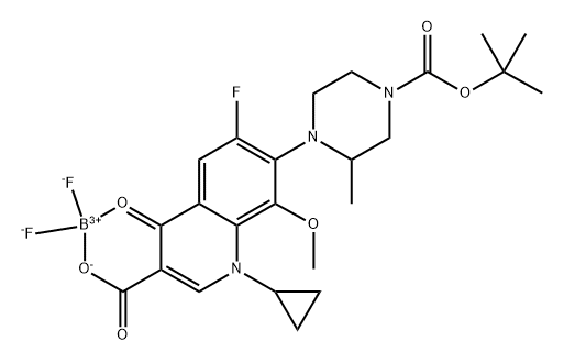 Boron, [1-cyclopropyl-7-[4-[(1,1-diMethylethoxy)carbonyl]-2-Methyl-1-piperazinyl]-6-fluoro-1,4-dihydro-8-Methoxy-4-(oxo-κO)-3-quinolinecarboxylato-κO3]difluoro-, (T-4)- Struktur