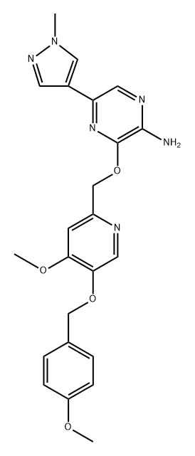 2-Pyrazinamine, 3-[[4-methoxy-5-[(4-methoxyphenyl)methoxy]-2-pyridinyl]methoxy]-5-(1-methyl-1H-pyrazol-4-yl)- Structure