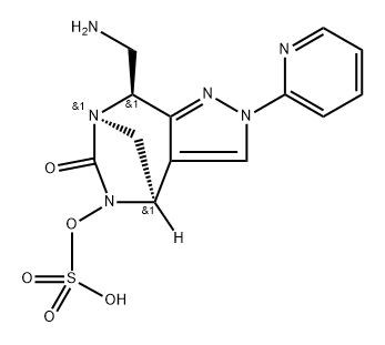 rel-(4R,7R,8S)-8-(Aminomethyl)-2,8-dihydro-6- oxo-2-(2-pyridinyl)-4H-4,7-methanopyrazolo [3,4-e][1,3]diazepin-5(6H)-yl hydrogen sulfate 化学構造式