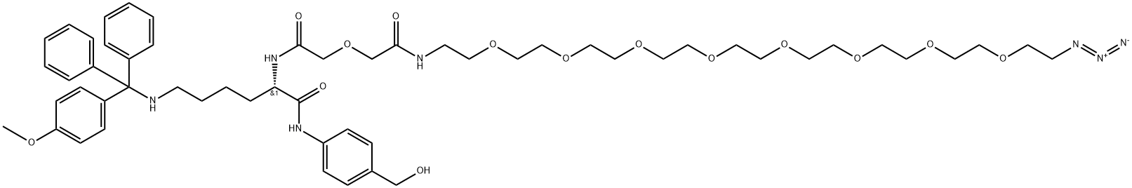(S)-2-(32-AZIDO-5-OXO-3,9,12,15,18,21,24,27,30-NONAOXA-6-AZADOTRIACONTANAMIDO)-N-(4-(HYDROXYMETHYL)P 结构式